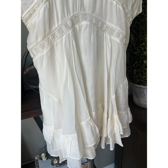 IRO Conor Embellished Silk Mini Dress Ecru Ivory Womens Size FR 40 US 8 - Picture 5 of 10